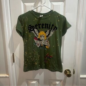 Vintage Y2K Ed Hardy Graphic Logo Green‎ T-shirt Medium